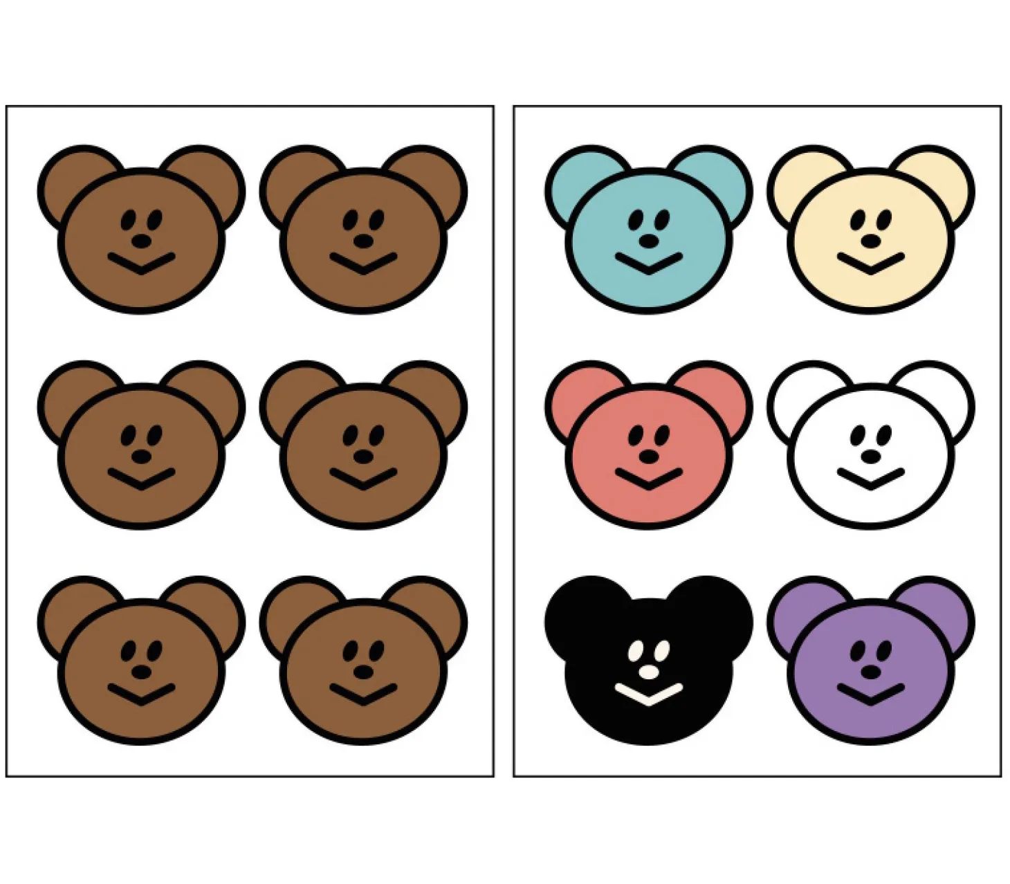 2pcs Point Smile Removable Sticker Set