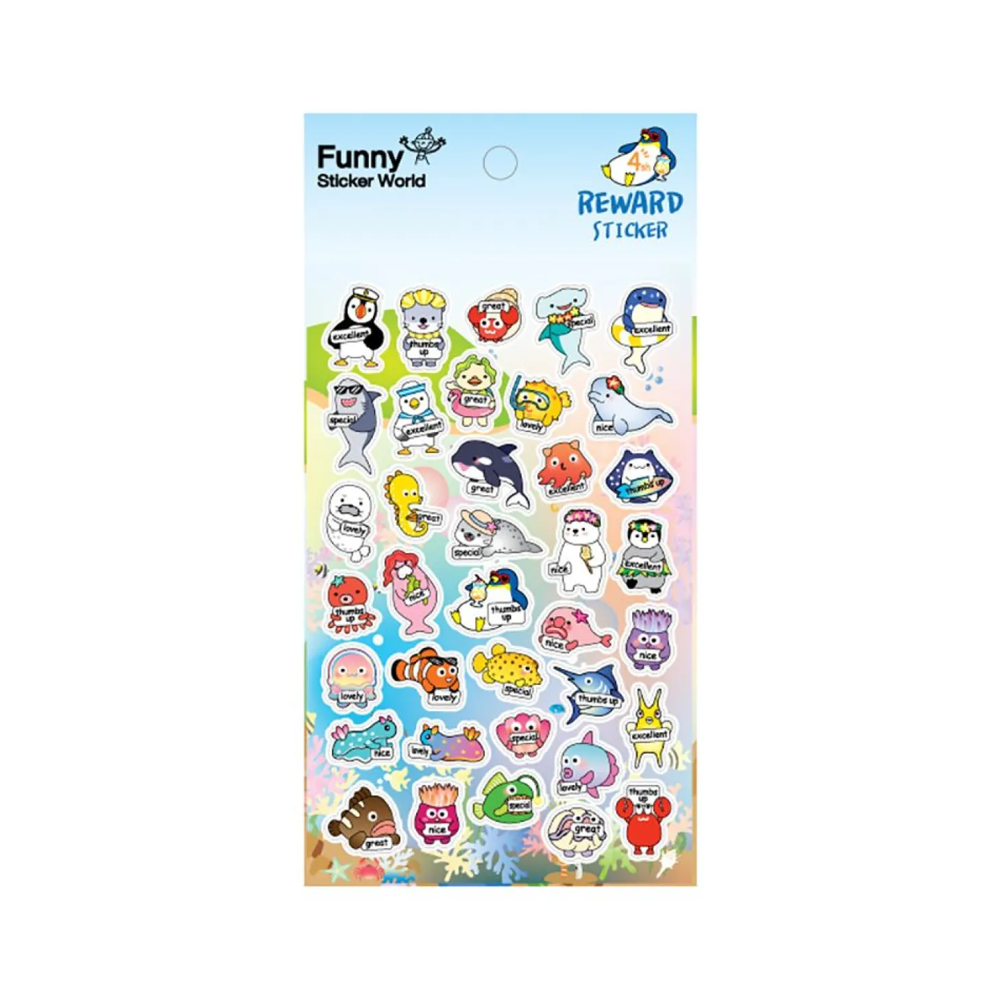 7pcs Sea Animal Reward Paper Sticker Set