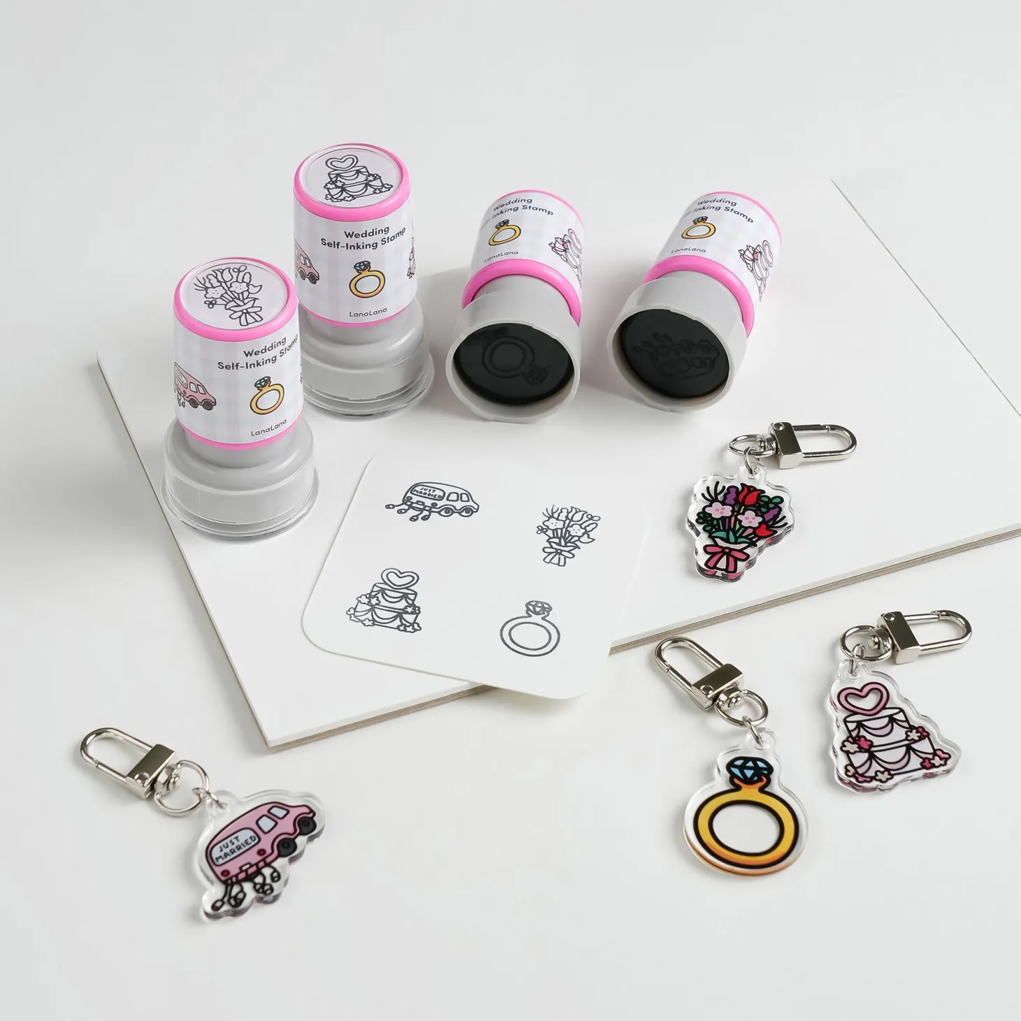 4pcs Self-inking Stamp Set
