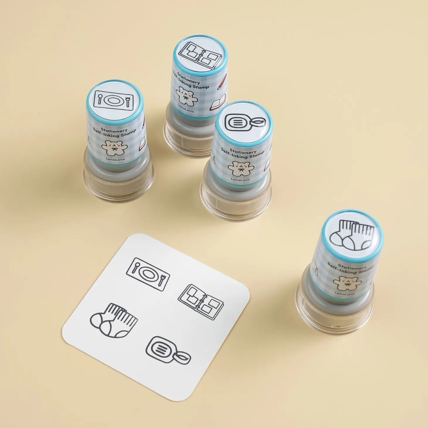 4pcs Self-inking Stamp Set