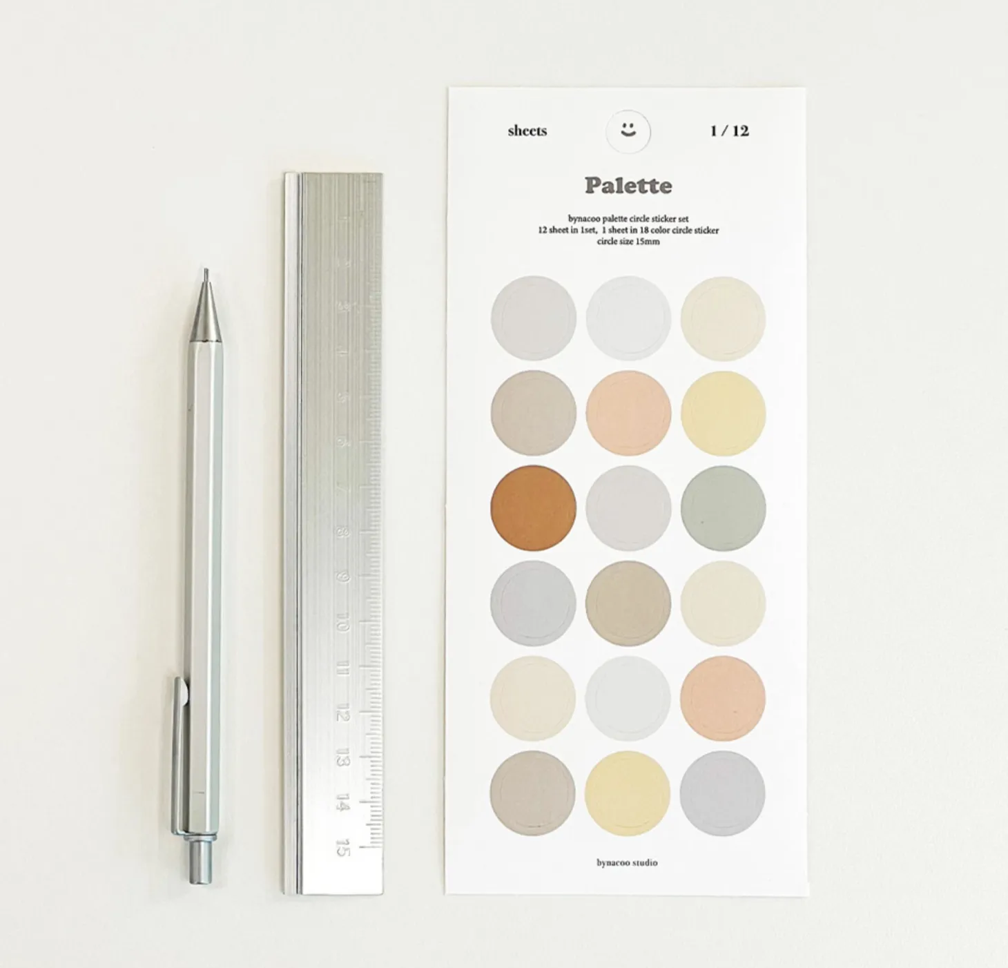 12pcs Simple Palette Round Sticker Set