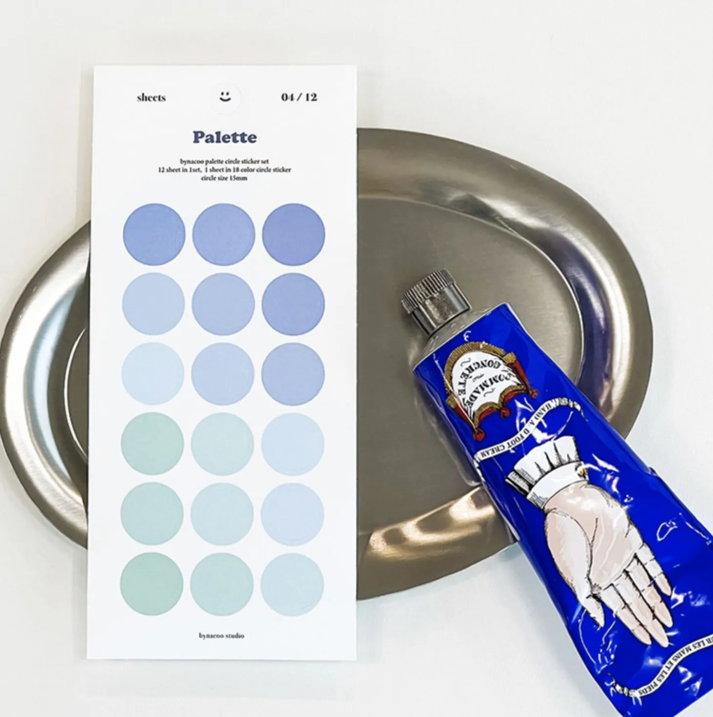 12pcs Simple Palette Round Sticker Set