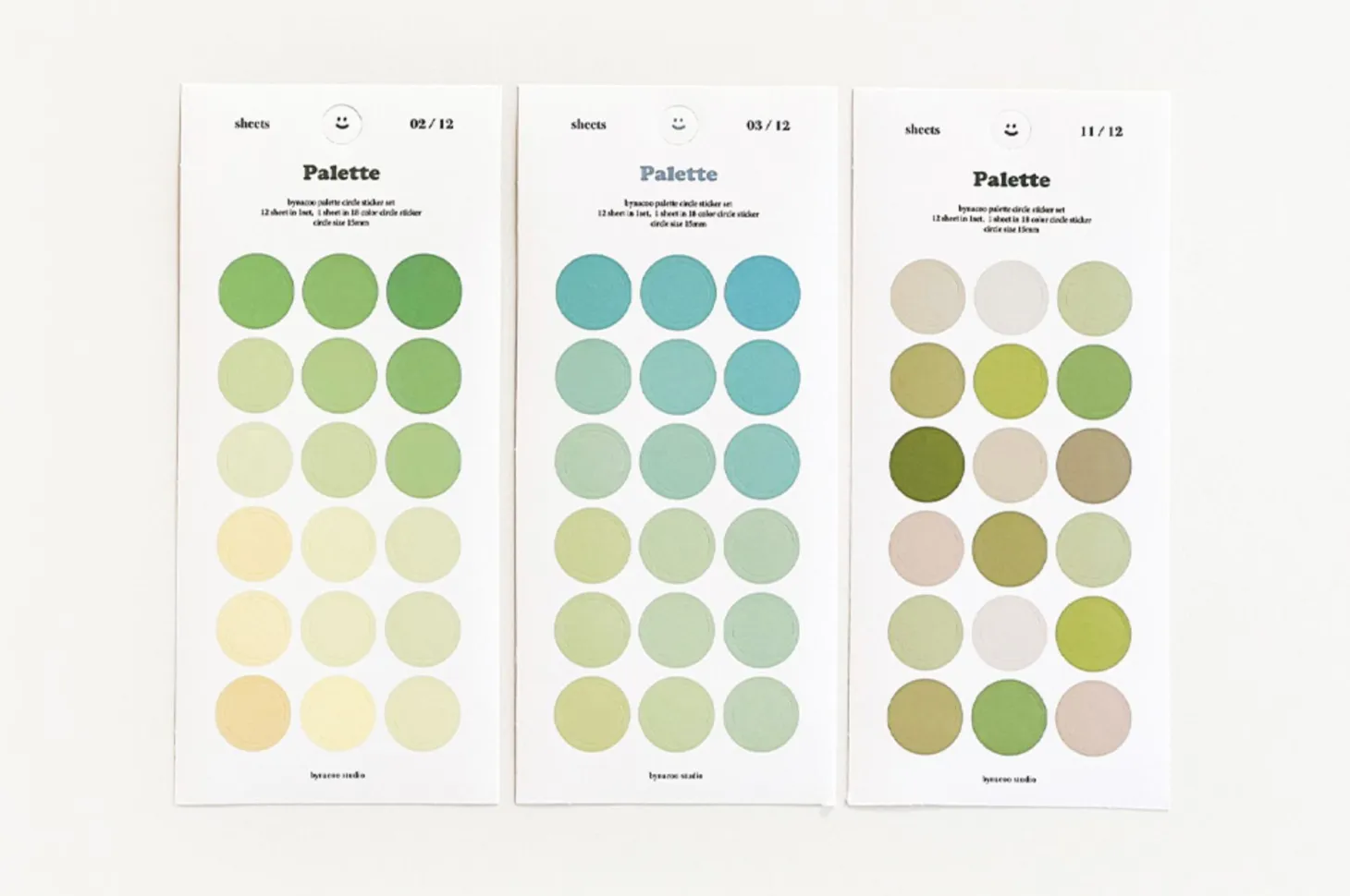 12pcs Simple Palette Round Sticker Set