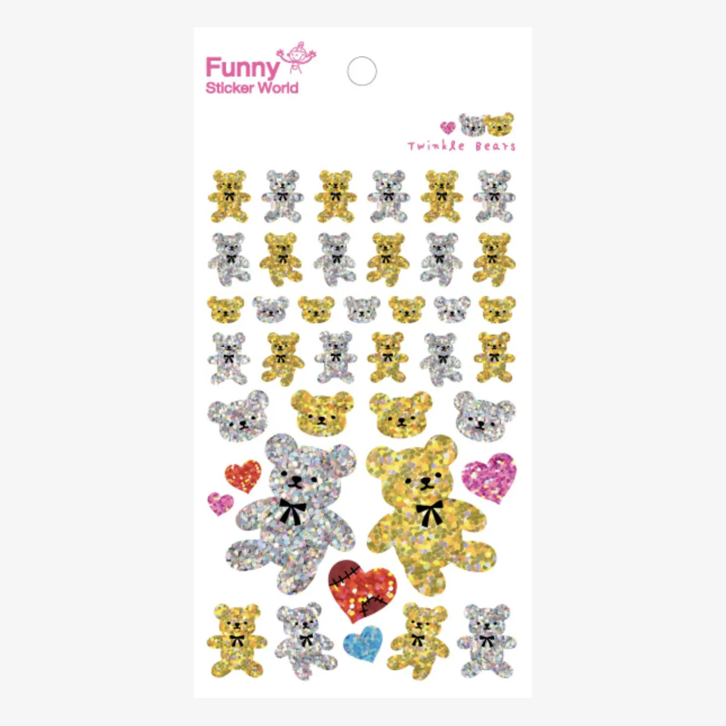 3pcs Twinkle Bears Hologram Sticker Set