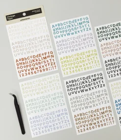 6pcs Vintage Typo Alphabet Sticker Set