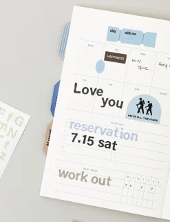 6pcs Vintage Typo Alphabet Sticker Set