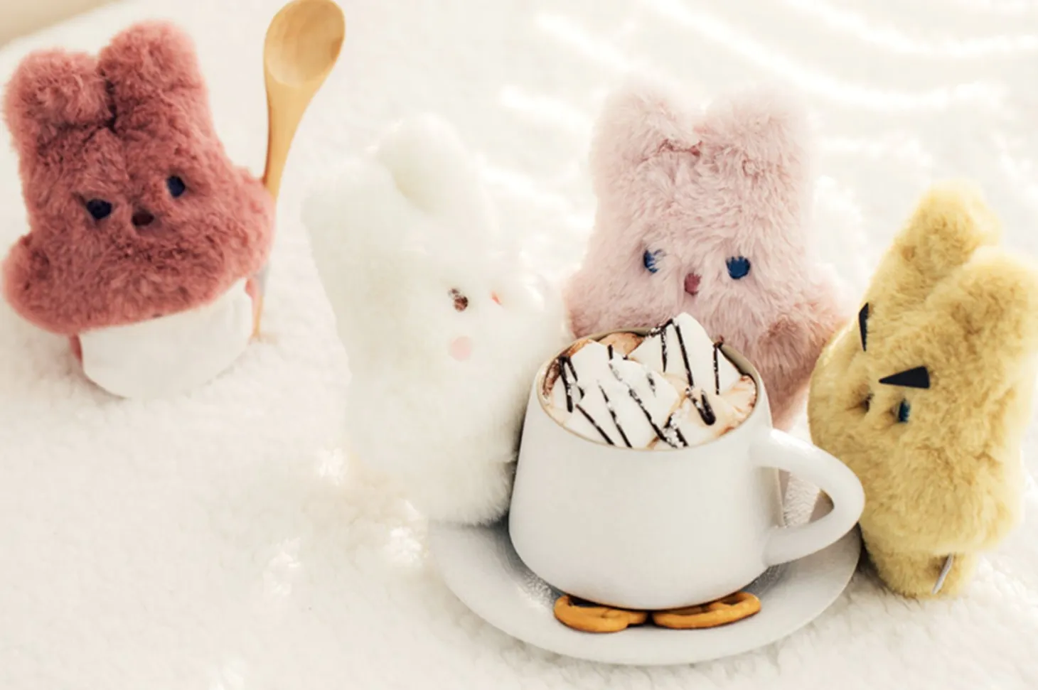 Piyo Bunny Fur Key Ring