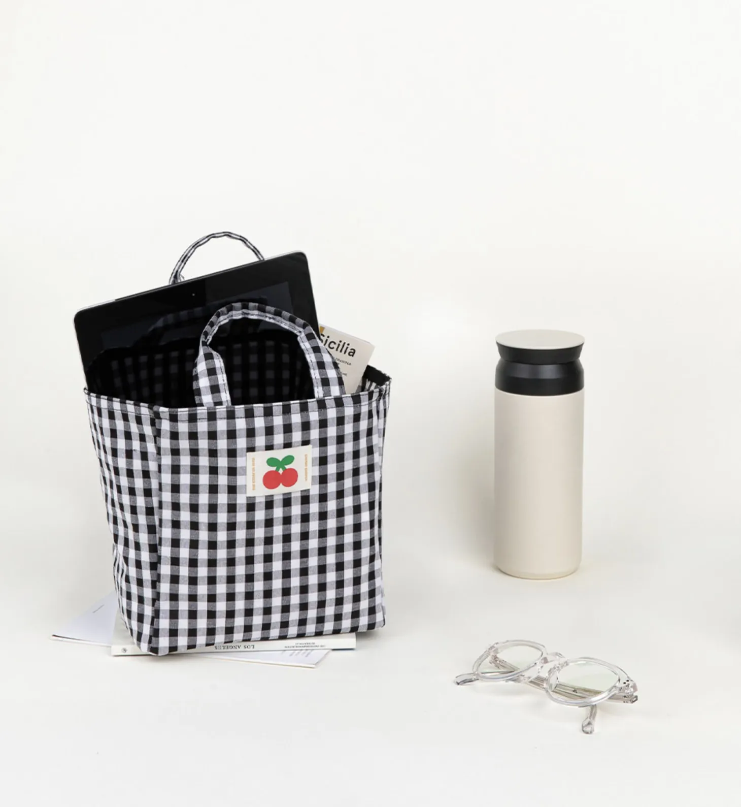 Piyo Check Tumbler Tote