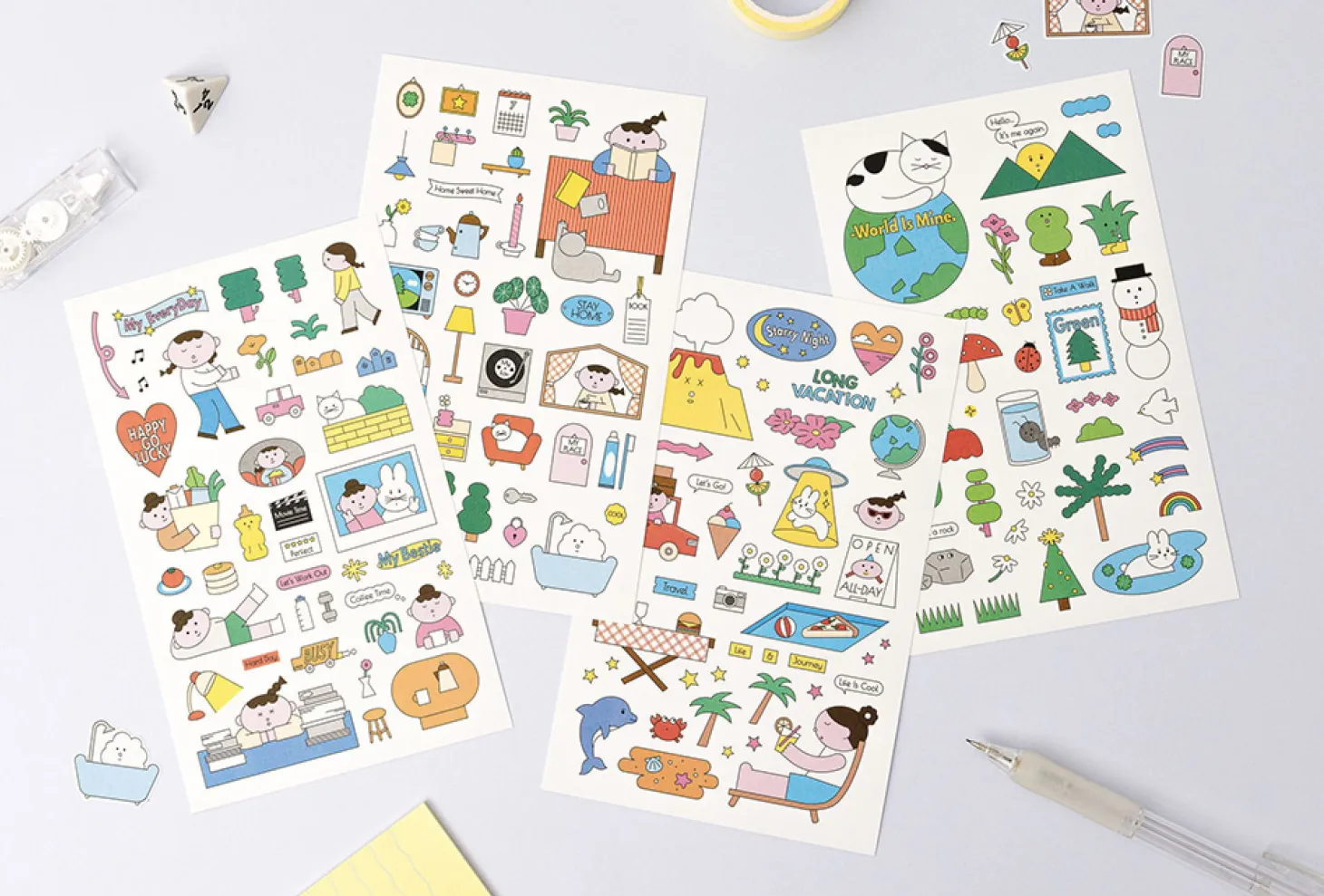 4ps Palette Illustration Sticker Set