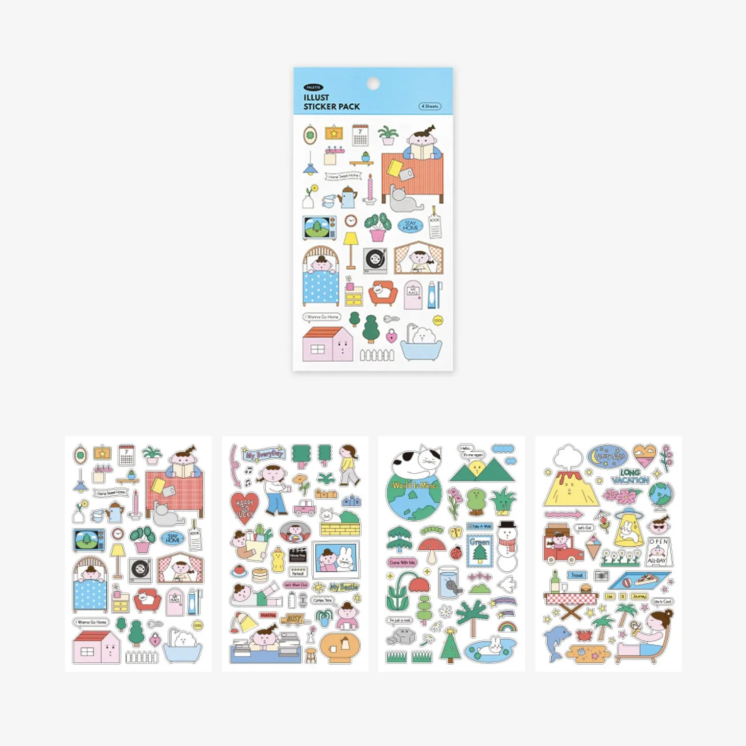 4ps Palette Illustration Sticker Set