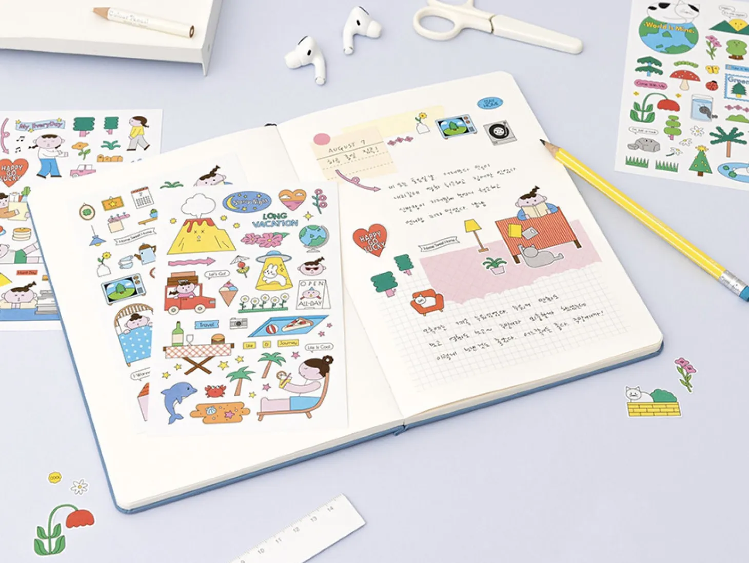 4ps Palette Illustration Sticker Set