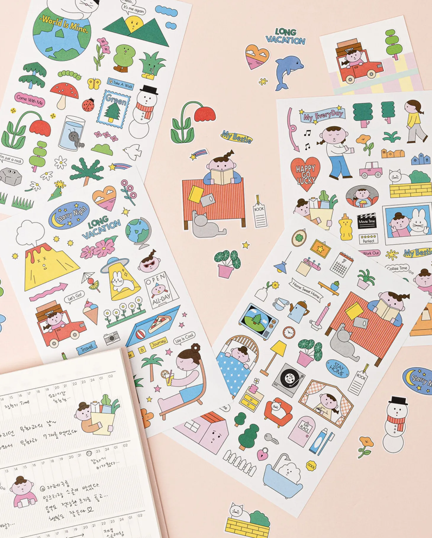 4ps Palette Illustration Sticker Set