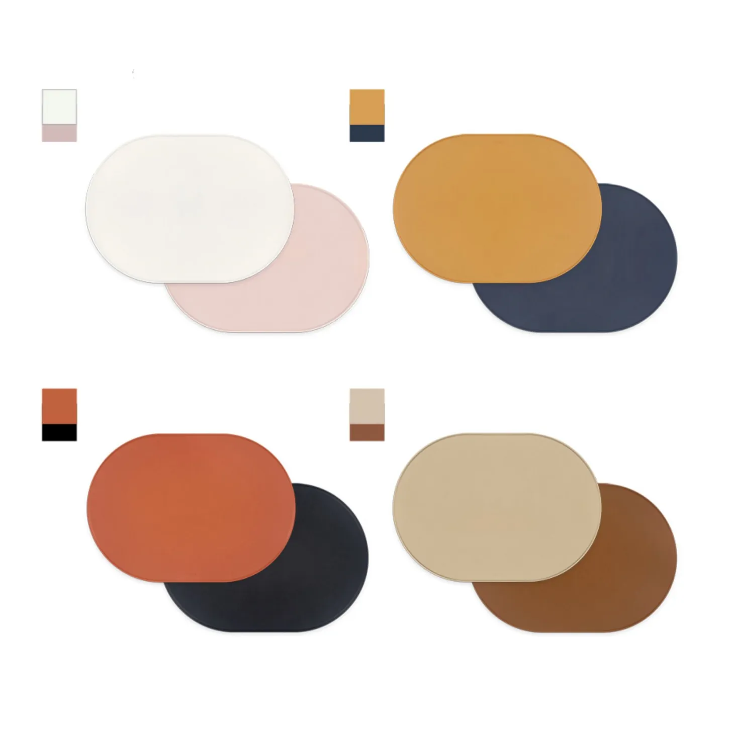 Reversible Two-Tone Flat Vegan Leather Tray