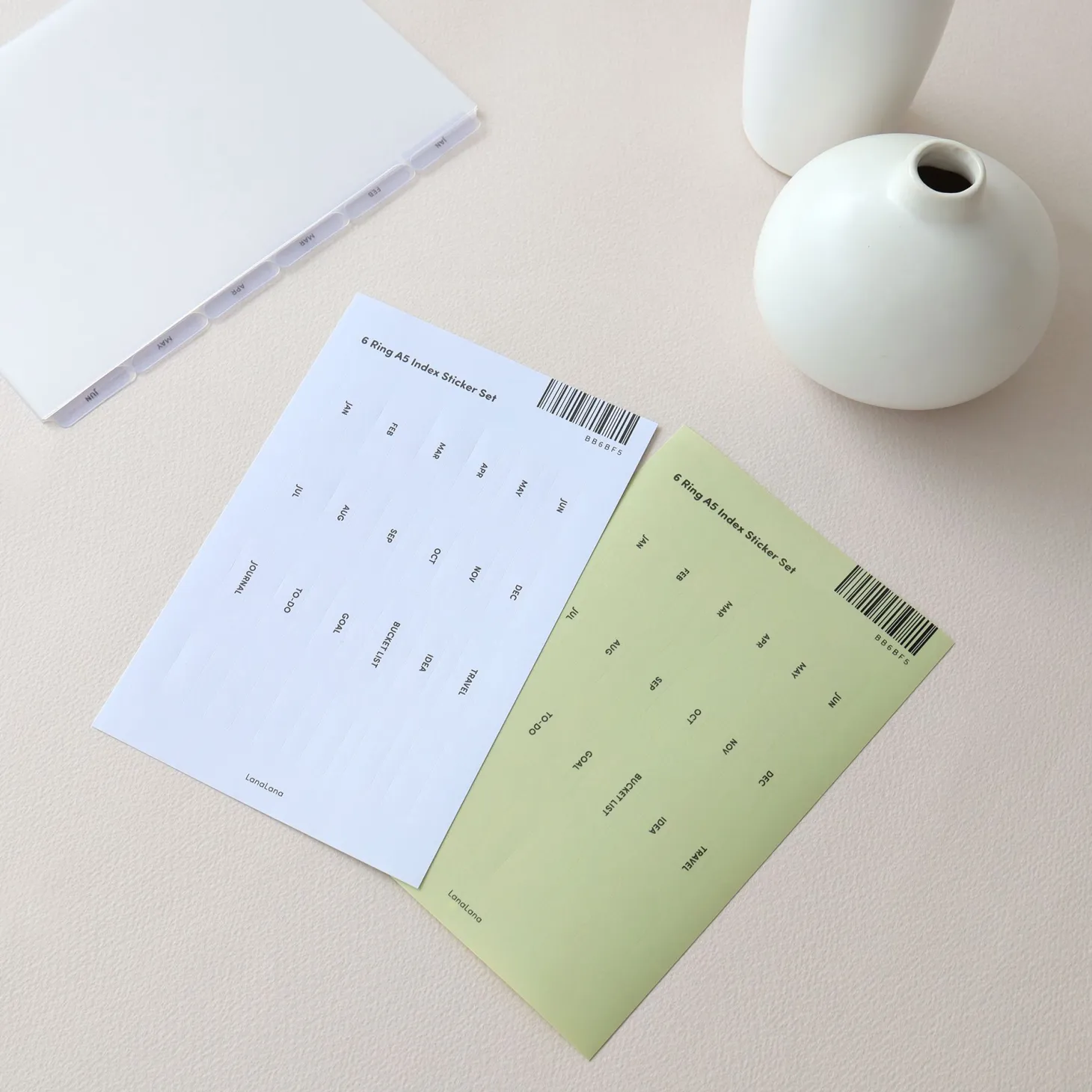 6 Ring A5 Index Sticker Set