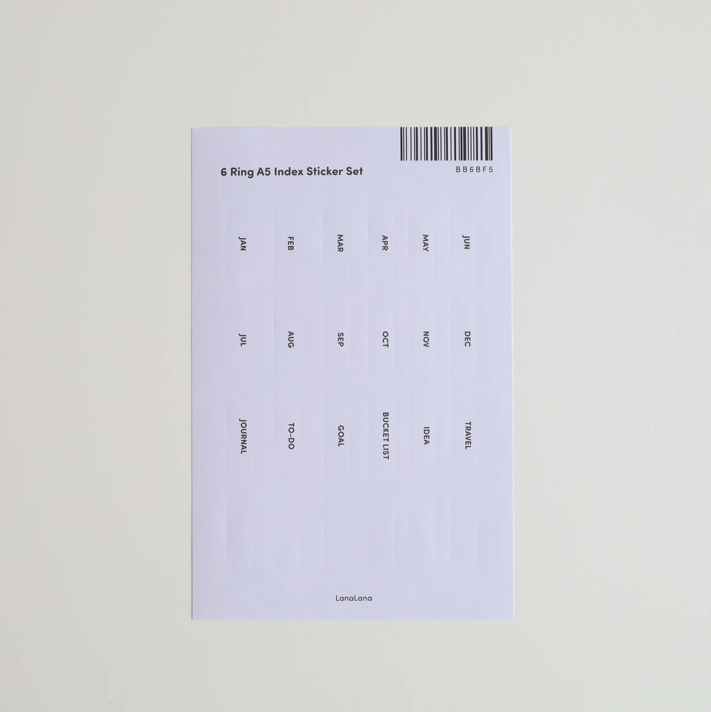 6 Ring A5 Index Sticker Set