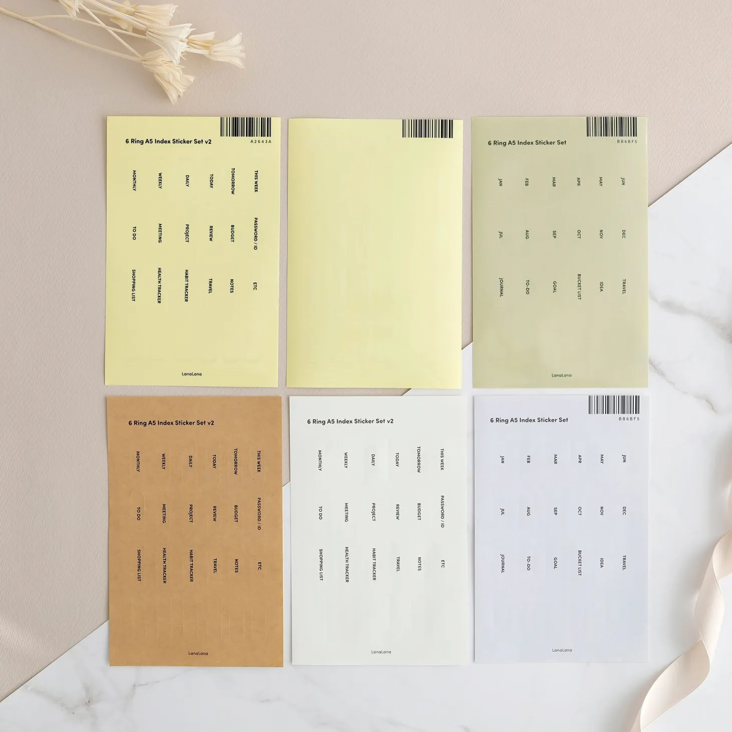 6 Ring A5 Index Sticker Set v2