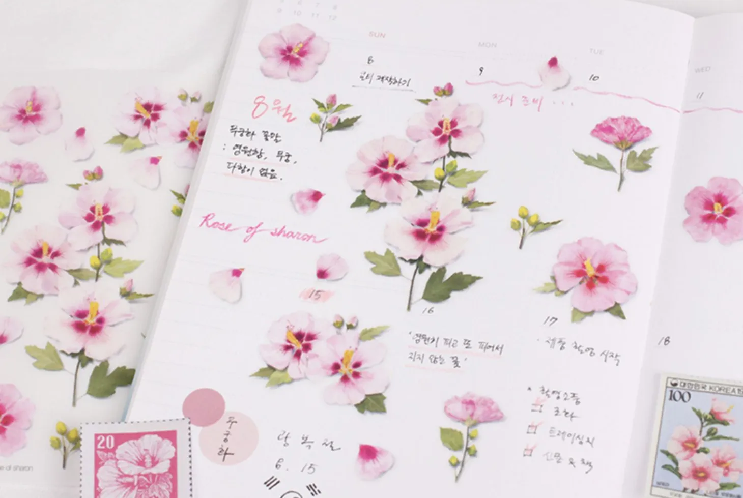 Rose of Sharon Pressed Flower Sticker