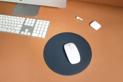 Round Vegan Leather Mouse Pad