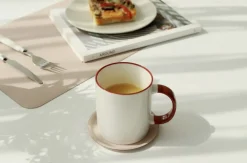 Round Vegan Leather Tea Coaster
