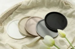 Round Vegan Leather Tea Coaster