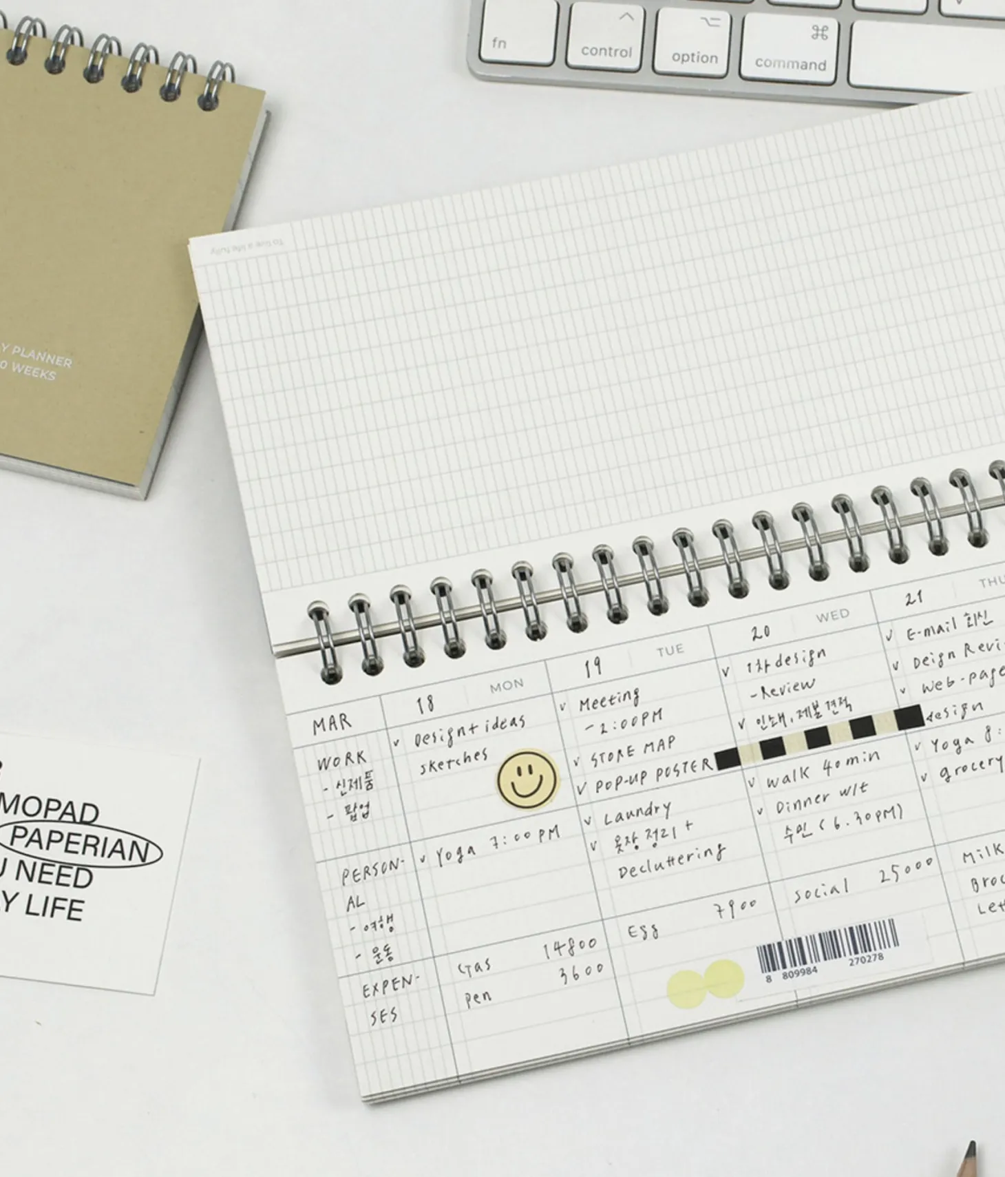 3-Row Desk Weekly Scheduler