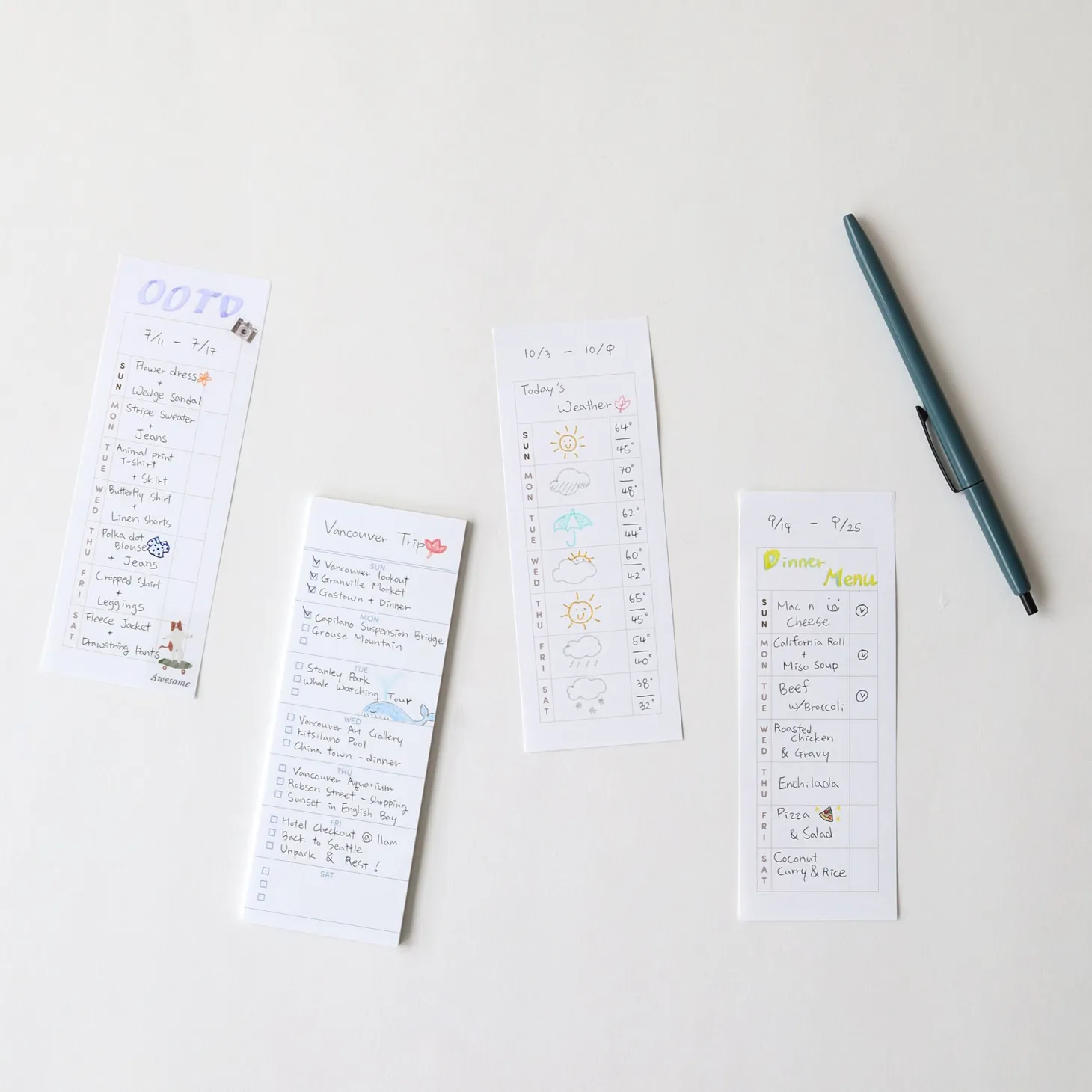 Slim Schedule Sticky Note v1