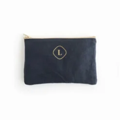 Small Linen Gold Zipper Pouch