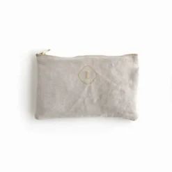Small Linen Gold Zipper Pouch