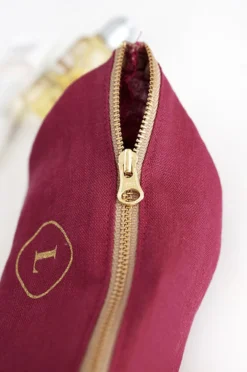 Small Linen Gold Zipper Pouch