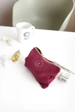 Small Linen Gold Zipper Pouch