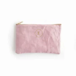 Small Linen Gold Zipper Pouch