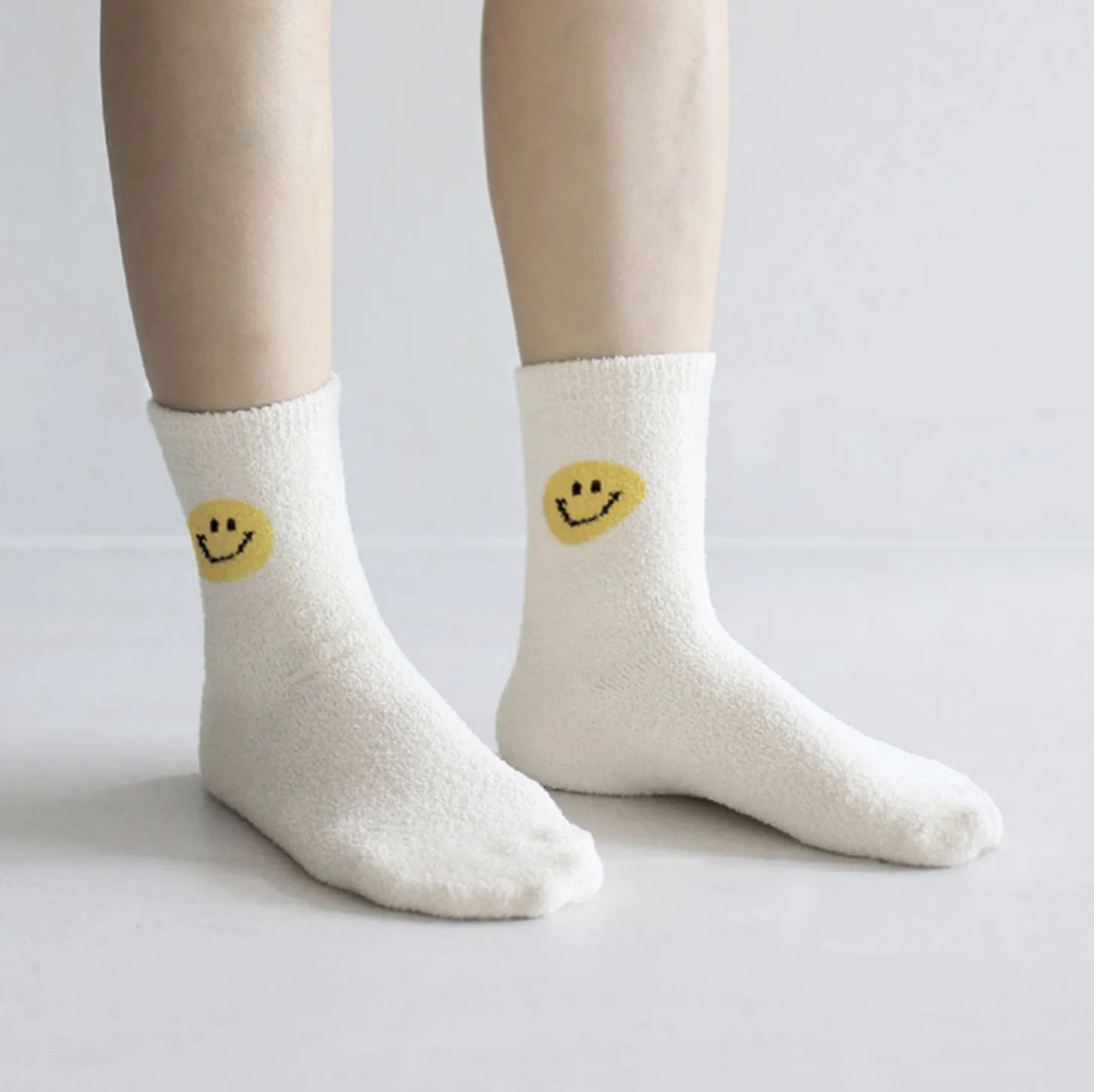 Smile Fluffy Micro Crew Women Socks