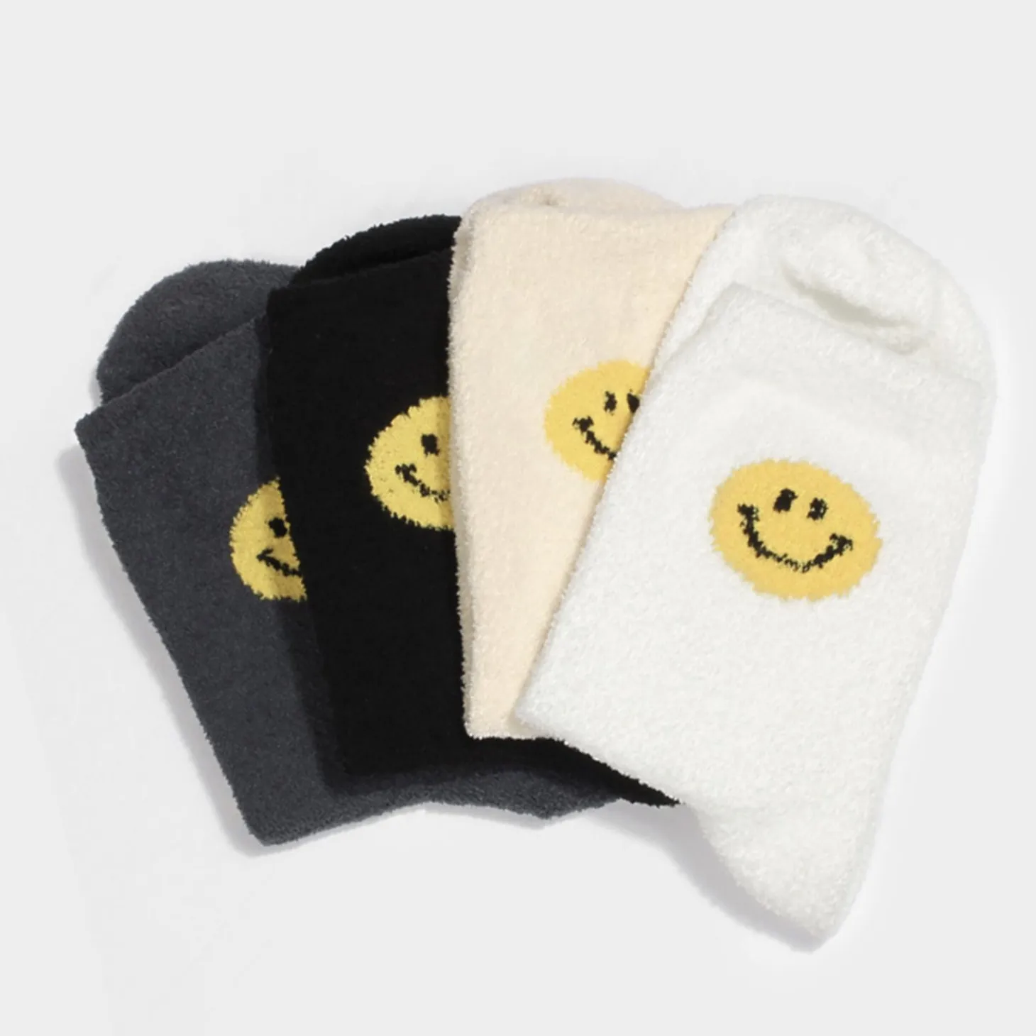 Smile Fluffy Micro Crew Women Socks