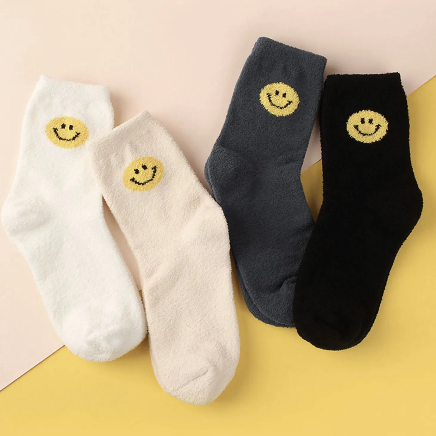 Smile Fluffy Micro Crew Women Socks