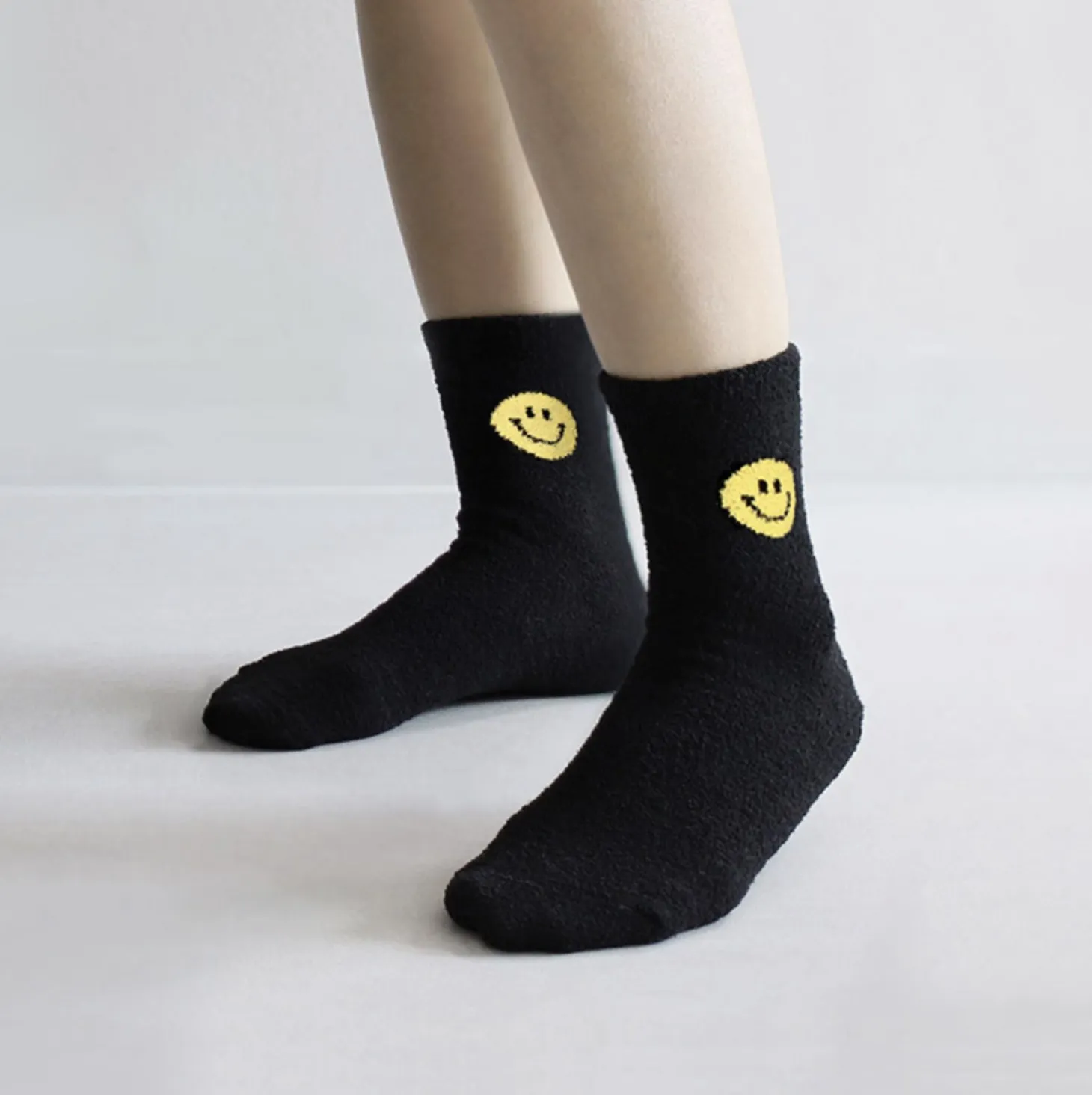 Smile Fluffy Micro Crew Women Socks