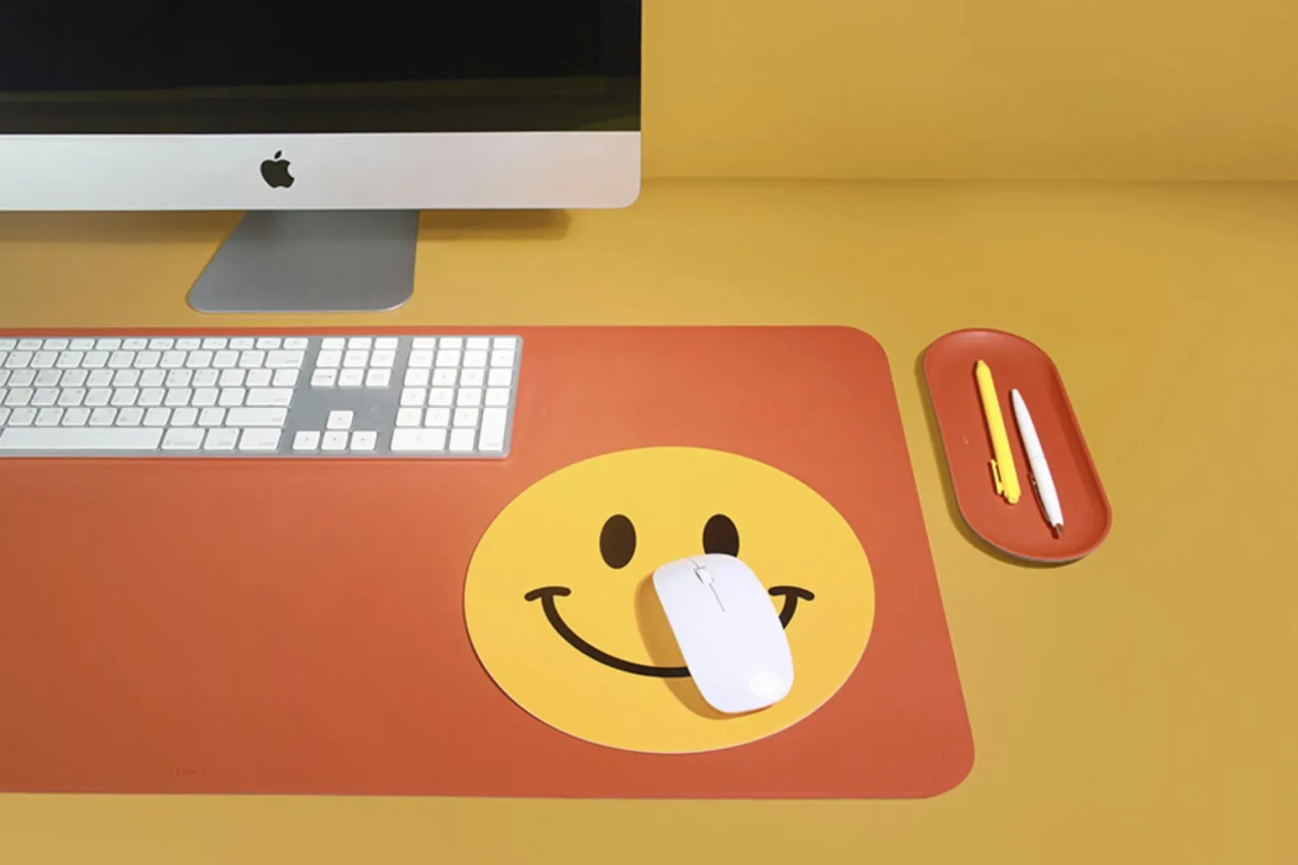 Smile Vegan Leather Mouse Pad