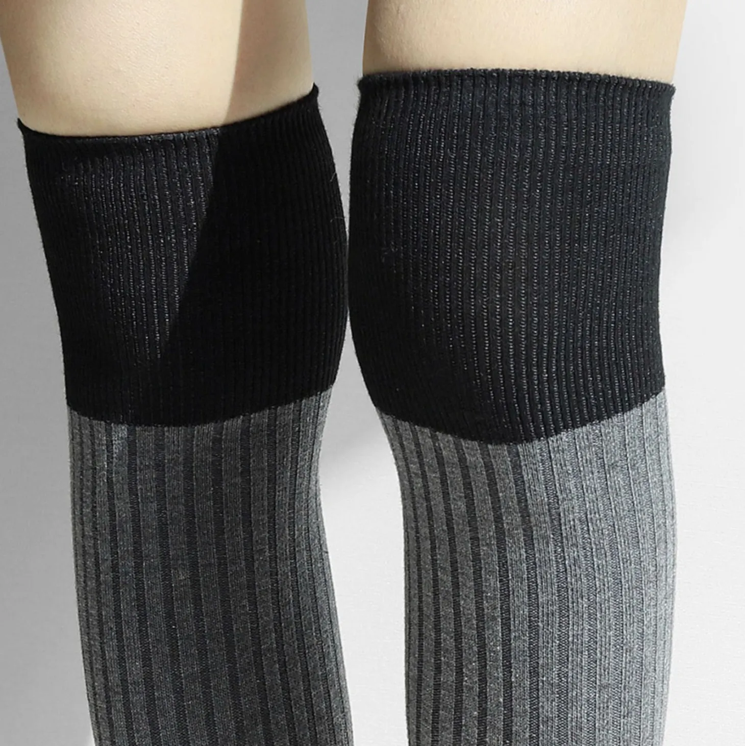 Two Tone Over The Knee Women Socks