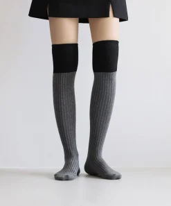 Two Tone Over The Knee Women Socks