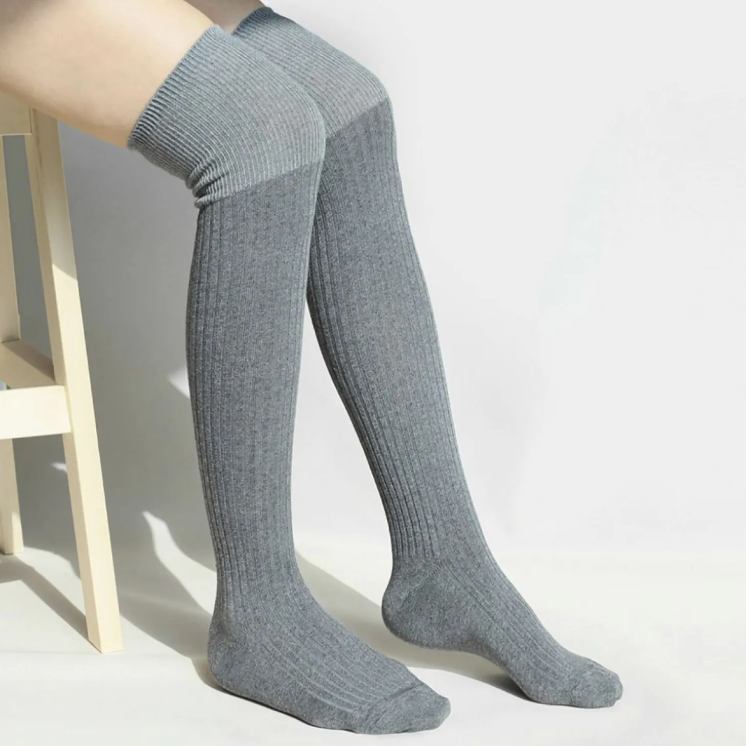 Two Tone Over The Knee Women Socks