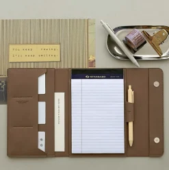 Vegan Leather A5 Notepad & Pen Organizer Set
