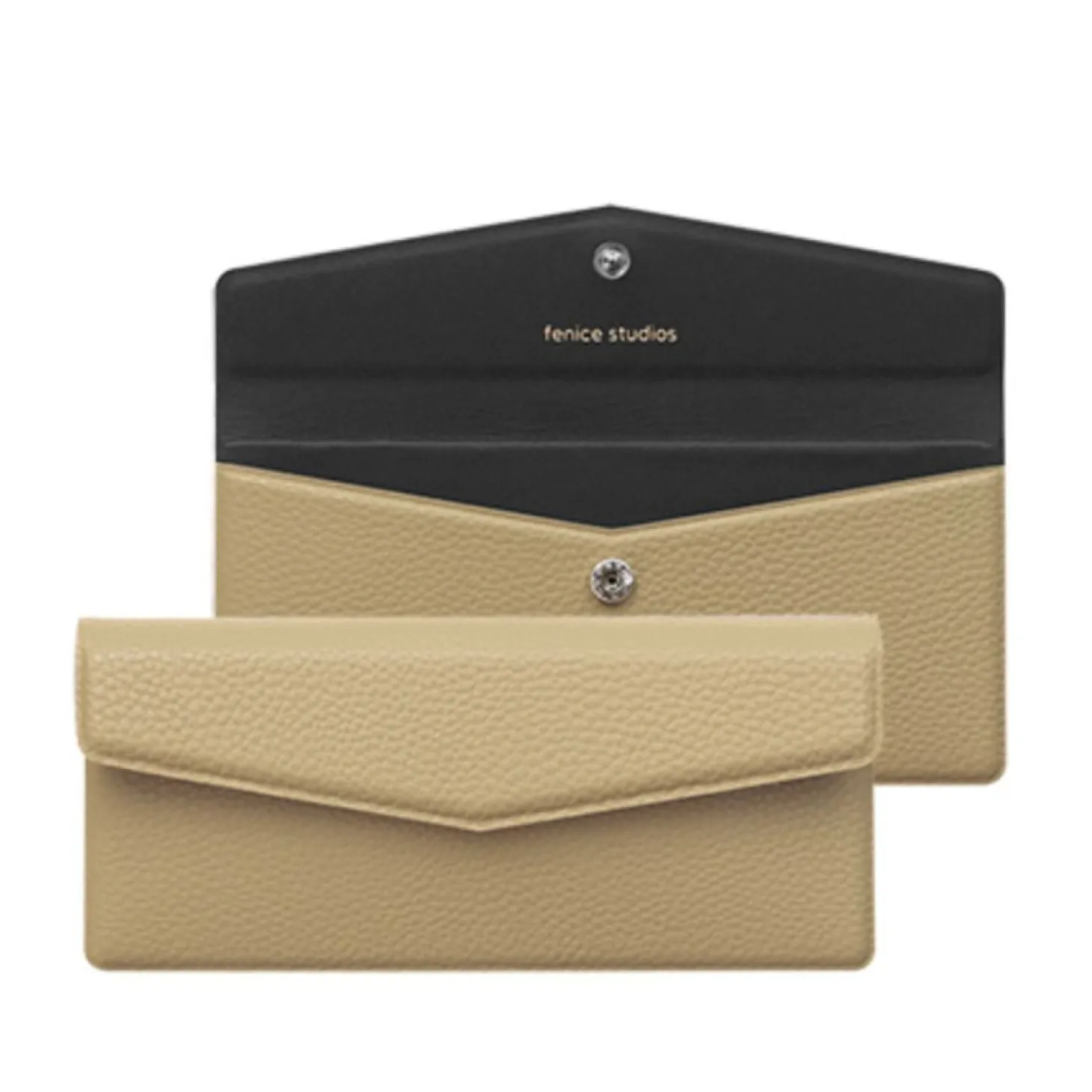 Vegan Leather Button Envelope Pouch