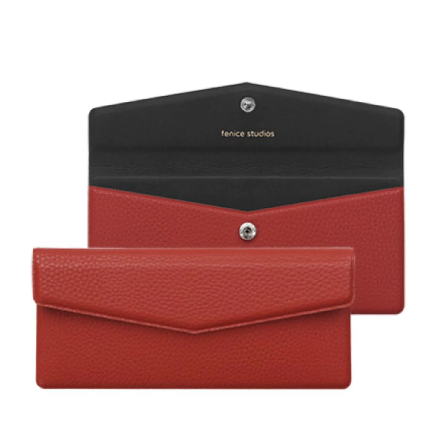 Vegan Leather Button Envelope Pouch