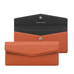 Vegan Leather Button Envelope Pouch