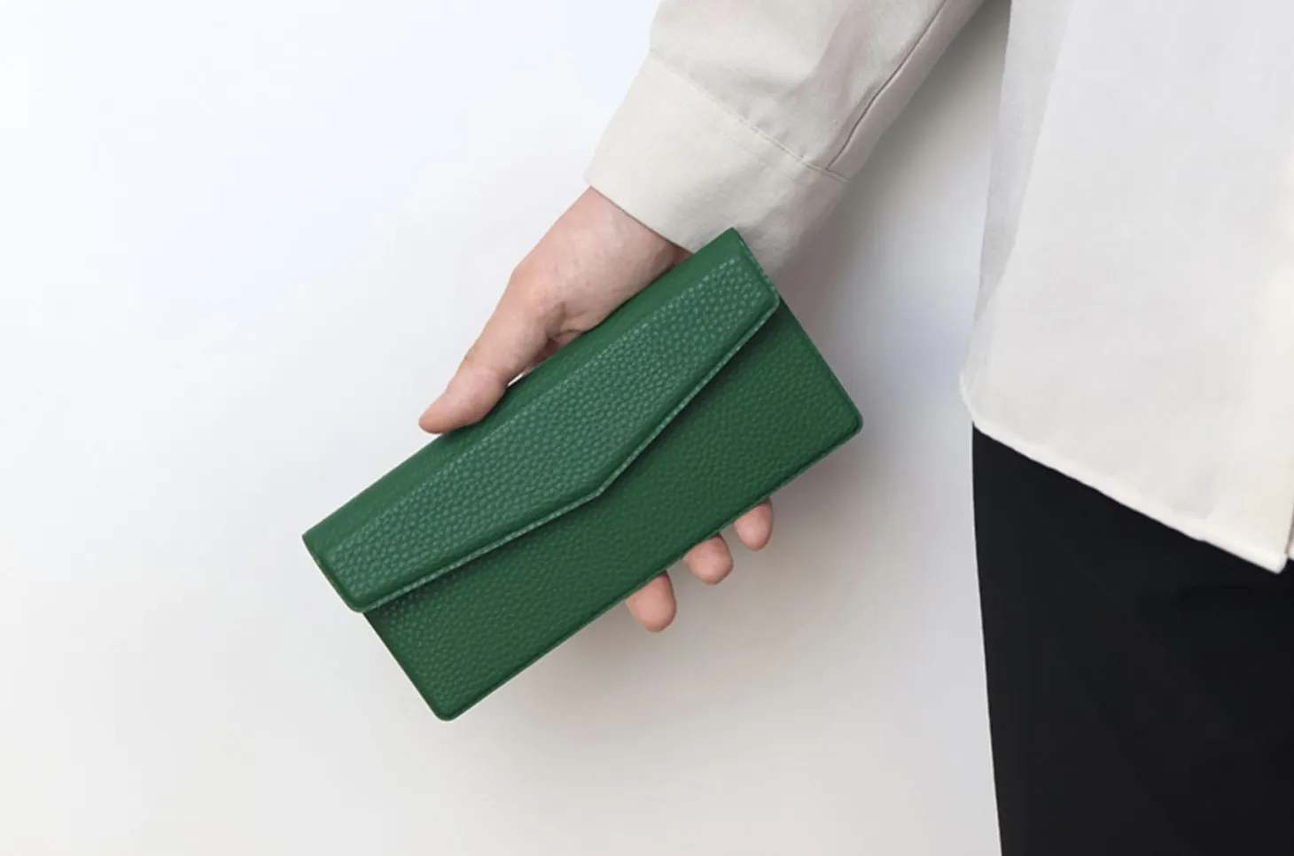 Vegan Leather Button Envelope Pouch