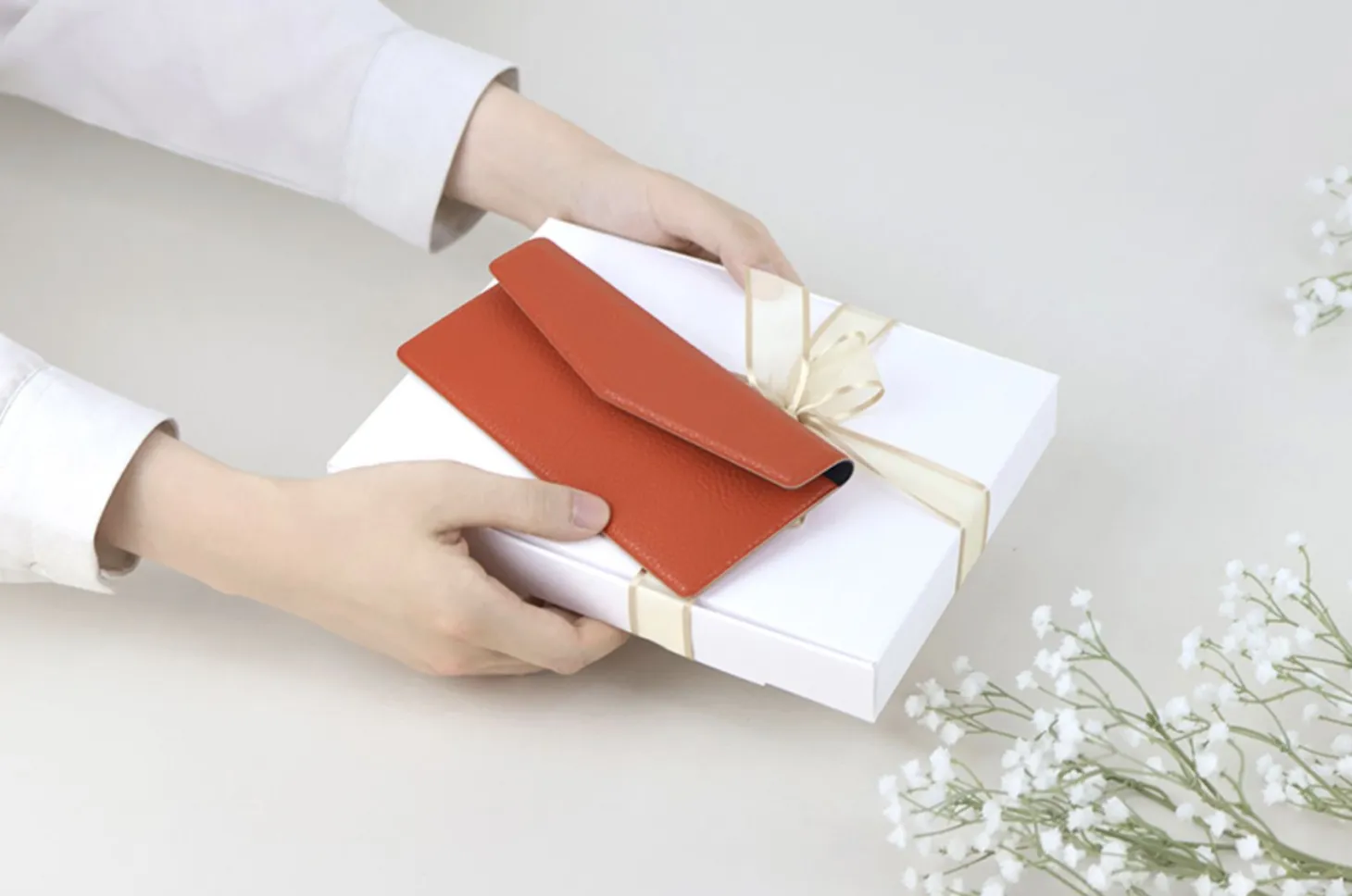 Vegan Leather Button Envelope Pouch