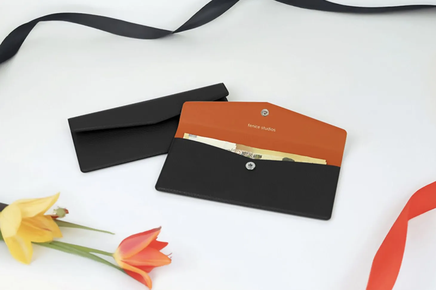Vegan Leather Button Envelope Pouch