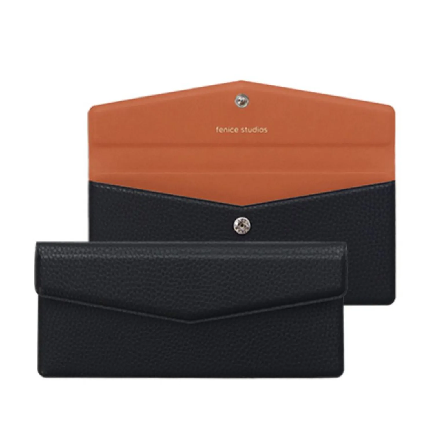 Vegan Leather Button Envelope Pouch