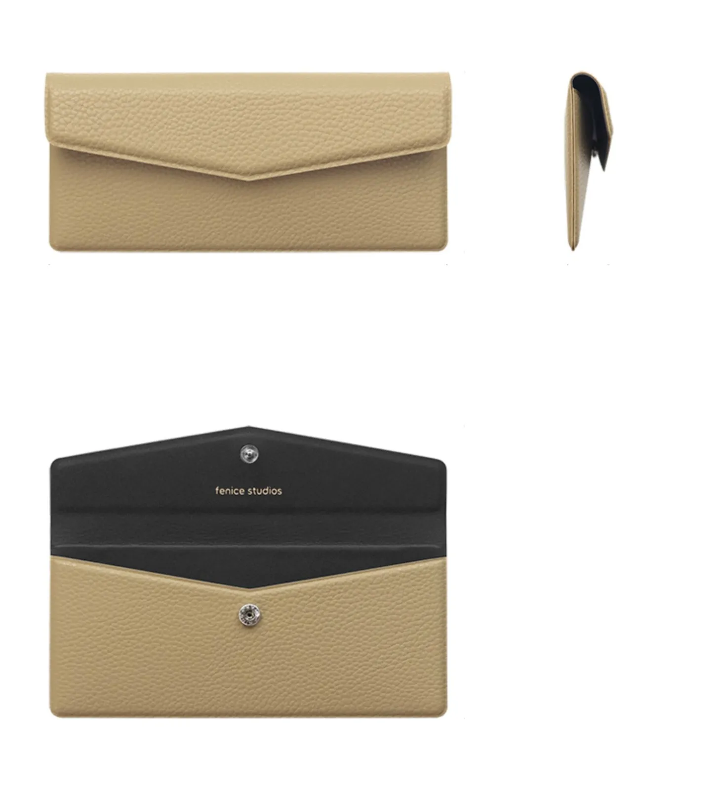 Vegan Leather Button Envelope Pouch