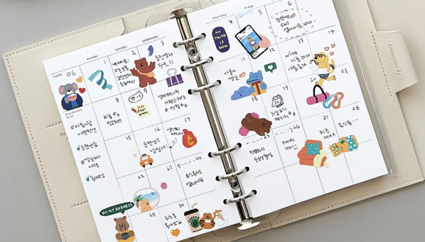 Vegan Leather Button 6 Ring A6 Planner