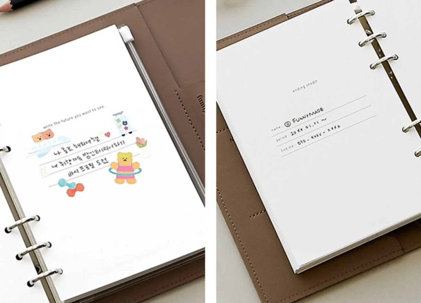 Vegan Leather Button 6 Ring A6 Planner